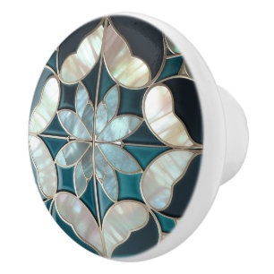 Mooie blauw blauwgroen offwhite parel geïnspireerd keramische knop