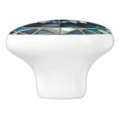 Mooie blauw blauwgroen offwhite parel geïnspireerd keramische knop (Zijkant)