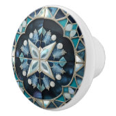 Mooie blauw blauwgroen offwhite parel geïnspireerd keramische knop (Rechts)