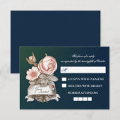 mooie blauw bruiloft RSVP kaarten (Voorkant / Achterkant)