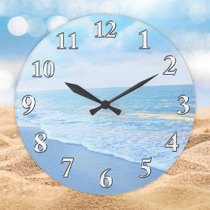 Mooie blauw en turkooise Beach Wall Clock Grote Klok
