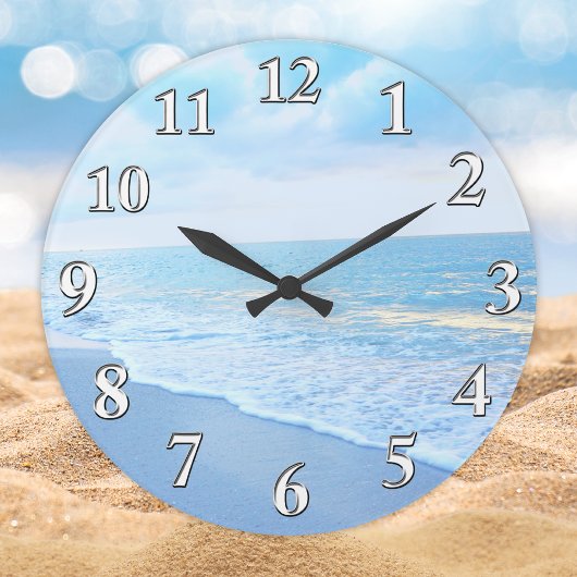 Mooie blauw en turkooise Beach Wall Clock Grote Klok