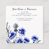 Mooie blauw en witte ventilatorschets vierkante visitekaartje (Achterkant)