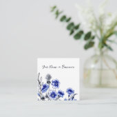 Mooie blauw en witte ventilatorschets vierkante visitekaartje (Staand voorkant)