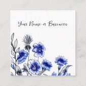 Mooie blauw en witte ventilatorschets vierkante visitekaartje (Voorkant)