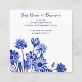 Mooie blauw en witte ventilatorschets vierkante visitekaartje (Achterkant)