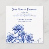 Mooie blauw en witte ventilatorschets vierkante visitekaartje (Achterkant)