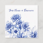 Mooie blauw en witte ventilatorschets vierkante visitekaartje (Voorkant)