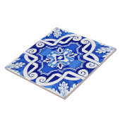 Mooie blauw geschilderde stijl keramische Tegel. Tegeltje (Zijkant)