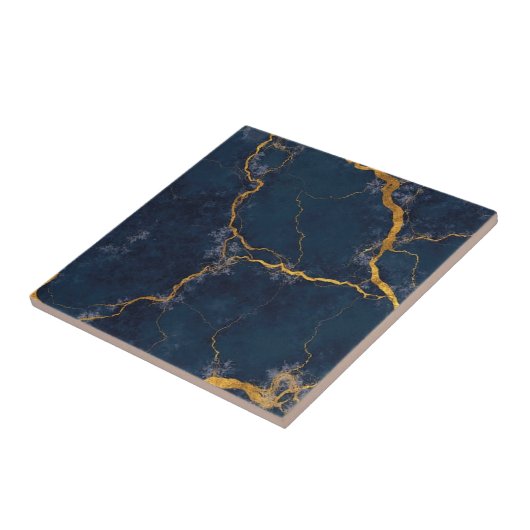 Mooie blauw gouden huis tegels tegeltje (Zijkant)