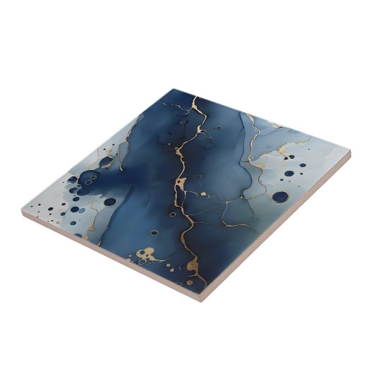 Mooie blauw gouden huis tegels tegeltje (Zijkant)