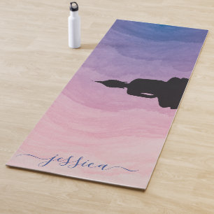 Mooie Blauw Roze Paarse Ombre Buddha Custom Yogamat
