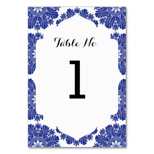 Mooie Blauw & Wit Barokke Trouwsuite Kaart (Achterkant)