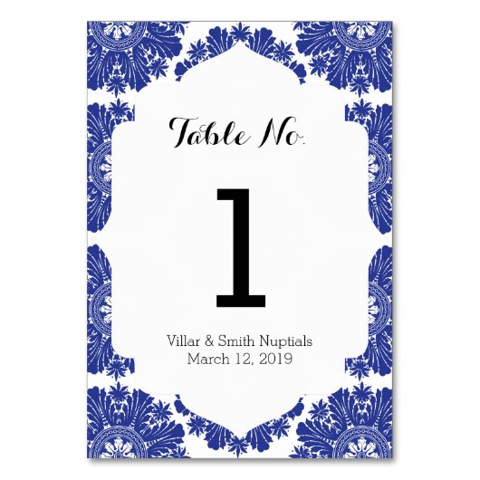 Mooie Blauw & Wit Barokke Trouwsuite Kaart (Voorkant)