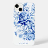 Mooie blauw/wit gepersonaliseerde Rozen Case-Mate iPhone Case (Achterkant)