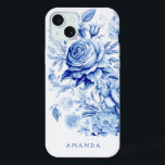 Mooie blauw/wit gepersonaliseerde Rozen iPhone 15 Plus Case<br><div class="desc">Prachtige strakke en traditionele Chinees blauw/witte waterverf stijl rozen en wilde bloemen met tekstveld voor jouw naam of monogram.</div>