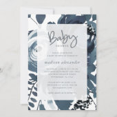 Mooie blauw-witte bloemen Baby shower Kaart (Voorkant)
