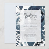 Mooie blauw-witte bloemen Baby shower Kaart (Voorkant / Achterkant)