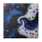 Mooie blauw-witte werveling Abstract Design Tegeltje (Voorkant)