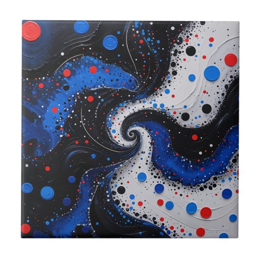 Mooie blauw-witte werveling Abstract Design Tegeltje (Voorkant)