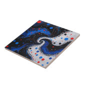 Mooie blauw-witte werveling Abstract Design Tegeltje (Zijkant)