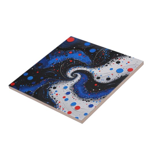 Mooie blauw-witte werveling Abstract Design Tegeltje (Zijkant)