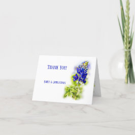 Mooie blauwbonnetvlies, moderne bruiloft, bedankkaart