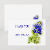 Mooie blauwbonnetvlies, moderne bruiloft, bedankkaart (Voorkant / Achterkant)