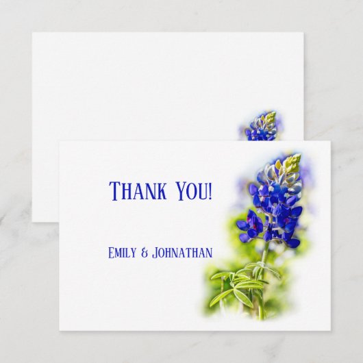 Mooie blauwbonnetvlies, moderne bruiloft, bedankkaart (Voorkant / Achterkant)