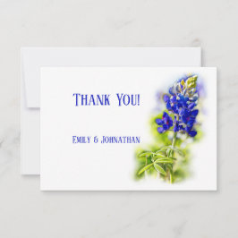 Mooie blauwbonnetvlies, moderne bruiloft, bedankkaart