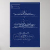Mooie blauwdruk van PT-boot PTF-17 Poster (Voorkant)