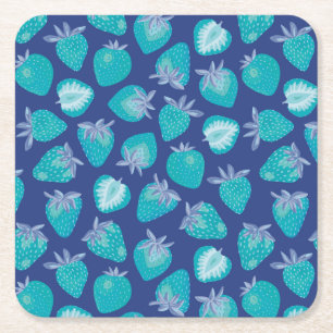 Mooie Blauwe Aardbei Fruit patroon Kartonnen Onderzetters