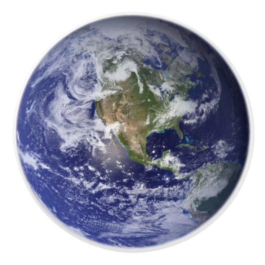 Mooie Blauwe Aarde Zonnestelsel Planeet Huis Keramische Knop (Voorkant)