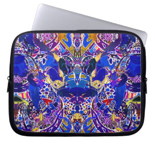 Mooie blauwe abstracte elementen kussensloop laptop sleeve