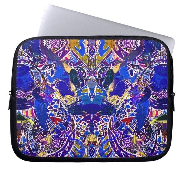 Mooie blauwe abstracte elementen  kussensloop laptop sleeve (Voorkant)