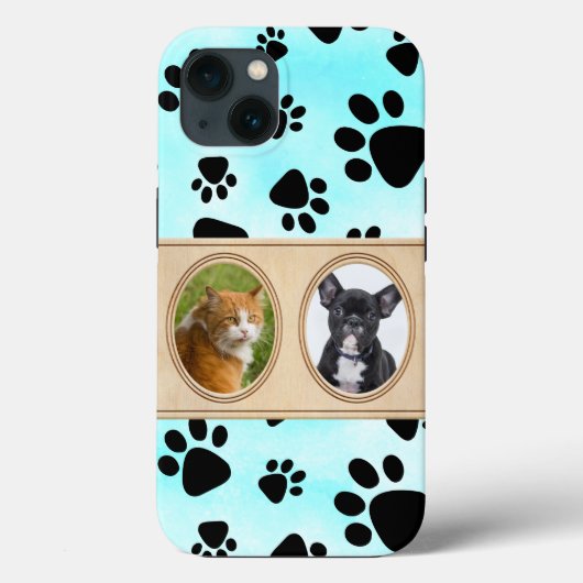 Mooie Blauwe achtergrond met poten, aangepaste hui Case-Mate iPhone Case (Achterkant)