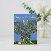 Mooie Blauwe Afrikaanse Traditionele Etnische Vect Briefkaart (Staand voorkant)