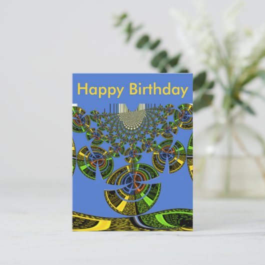 Mooie Blauwe Afrikaanse Traditionele Etnische Vect Briefkaart (Staand voorkant)