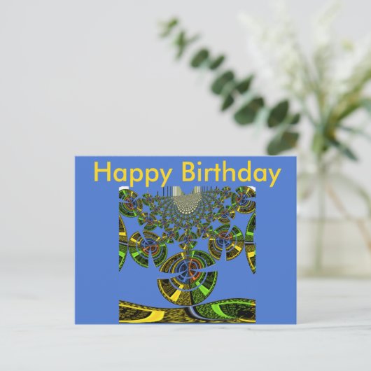 Mooie Blauwe Afrikaanse Traditionele Etnische Vect Briefkaart (Staand voorkant)