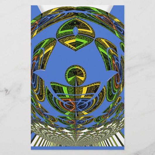 Mooie Blauwe Afrikaanse Traditionele Etnische Vect Briefpapier (Voorkant)