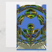 Mooie Blauwe Afrikaanse Traditionele Etnische Vect Briefpapier (Voorkant / Achterkant)