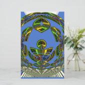 Mooie Blauwe Afrikaanse Traditionele Etnische Vect Briefpapier (Staand voorkant)