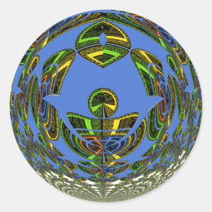 Mooie Blauwe Afrikaanse Traditionele Etnische Vect Ronde Sticker