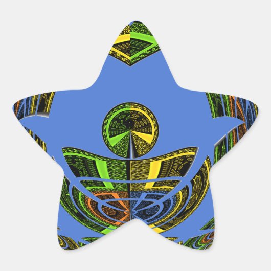 Mooie Blauwe Afrikaanse Traditionele Etnische Vect Ster Sticker (Voorkant)