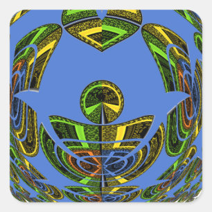 Mooie Blauwe Afrikaanse Traditionele Etnische Vect Vierkante Sticker