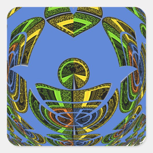 Mooie Blauwe Afrikaanse Traditionele Etnische Vect Vierkante Sticker (Voorkant)