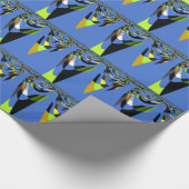 Mooie Blauwe Afrikaanse Tribal Motief Patroon Art  Cadeaupapier (Hoek)