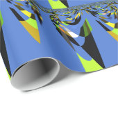 Mooie Blauwe Afrikaanse Tribal Motief Patroon Art  Cadeaupapier (Rol Hoek)