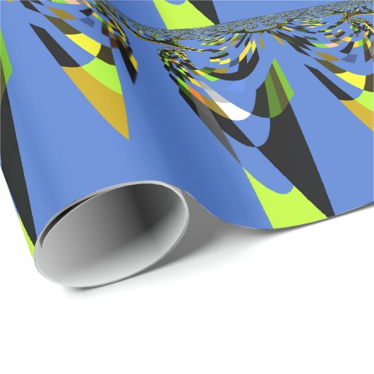 Mooie Blauwe Afrikaanse Tribal Motief Patroon Art  Cadeaupapier (Rol Hoek)