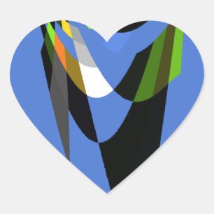 Mooie Blauwe Afrikaanse Tribal Motief Patroon Art  Hart Sticker